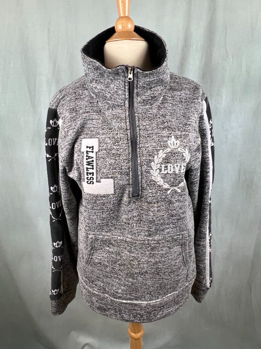 Cititrends Dazl for Life Black Grey 1/2 Zip Front Love Sweatshirt Women's Sz 3X